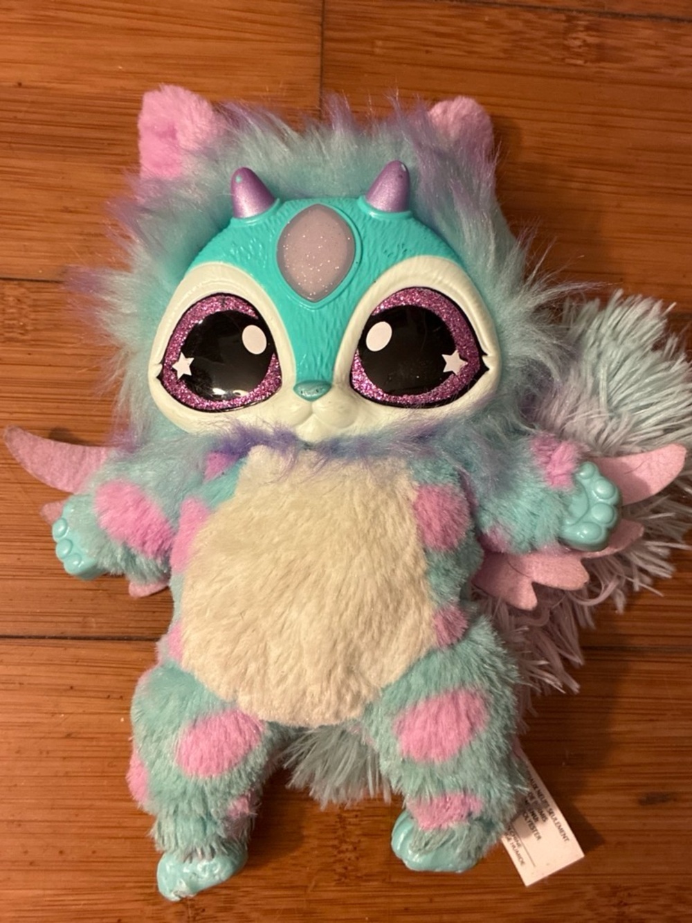Whimsical Mint & Pink Plush Fantasy Pet - Soft Fluffy Companion